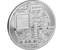 scarlet gifts | Munt "Bitcoin Extra Heavy" van zwaar messing; massief met edelmetalen coating (bijv. 24-karaats goud, zilver, koper); verzamelobject met beschermhoes; Crypto Currency to touch. Zilver