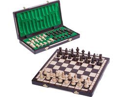 Schaak OLYMPISCHE - 35 x 35 cm - Schaakfiguren en Schaakbord van hout - Groot formaat - Klassiek design