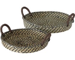 Schaal - Decoratie - 2 Set - Bruin -  Xanthorrhoea - Decoratie - Ø 40cm - Ø 30cm