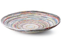 Schaal gemaakt van gerecycled papier in kleurige stroken - diameter 32 x hoogte 8 cm