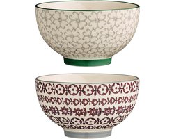 Schaal Karine grijs groen paars keramiek set van 2 - Bloomingville Schalen set