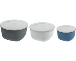 Schaal met Deksel, Set van 3 Stuks, Organic Blauw en Grijs - Koziol | Connect Box