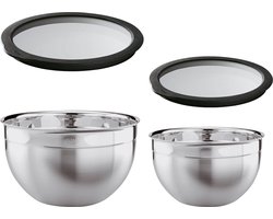Schaal met Vershouddeksel, Set van 2 Stuks, RVS, Ø 20 cm, Ø 24 cm - Rösle
