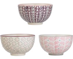 Schaal set van 3 roze grijs paars keramiek - Bloomingville Schalen set