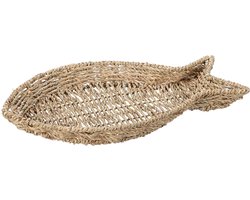 Schaal vis riet decoratie bruin 36cm rotan kinderspeelgoed.