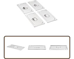 Schaaldeksels GN 1/3 - Roestvrij staal - Set van 4 Schaaldeksels - Roestvrijstaal - Gastronorm - Keukenaccessoires - Horeca Artikelen