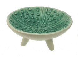 Schaaltje groen op voet keramiek Ø20,5x9,5cm