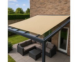 Schaduwdoek - 3x5m | Waterdoorlatend 320gr | Incl. 20 Clips & 20 m Touw – UV- & Weerbestendig