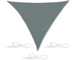 schaduwdoek driehoek - 3 x 3 x 3 m - met oogjes - inclusief scheerlijnen - uv-werend - voor buiten - grijs