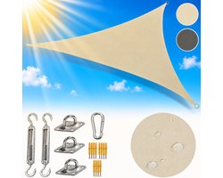 Schaduwdoek Driehoek 3.6 x 3.6 x 3.6 m - UV Blok 90% - Zonnezeil Waterdicht - Zonwering Doek - Schaduwdoek 3x3x3 - Shade Sail - Beige - Silvergear