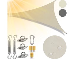 Schaduwdoek Driehoek 3.6 x 3.6 x 3.6 m - Zonnezeil Waterdicht - Zonwering Doek - Schaduwdoek 3x3 - Beige - Silvergear