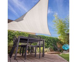 Schaduwdoek Driehoek 4x4x4m Off white - Incl. Montagekoord - Zonwering van Hoogwaardig HDPE - Tot 95% UV-Werend - Windbestendig Zonnedoek - Terras Luifel - Schaduwnet - Zonneluifel