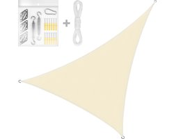Schaduwdoek Driehoek Waterafstotend en UV Werend - 3 x 4 x 5 m - Inclusief bevestigingsset - Beige