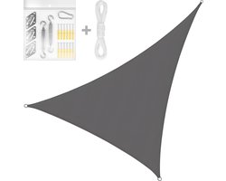 Schaduwdoek Driehoek Waterafstotend en UV Werend - 3 x 4 x 5 m - Inclusief bevestigingsset - Donkergrijs