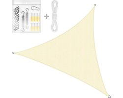 Schaduwdoek Driehoek Waterafstotend en UV Werend - 4 x 4 x 4 m - Inclusief bevestigingsset - Beige
