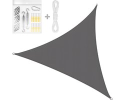 Schaduwdoek Driehoek Waterafstotend en UV Werend - 4 x 4 x 4 m - Inclusief bevestigingsset – Donkergrijs