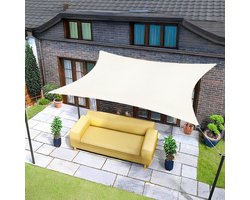 Schaduwdoek- Rechthoekig 5x2m Crèmekleurig, Eenvoudige waterdichte doek met 95% UV-bescherming voor buiten, tuin & terras