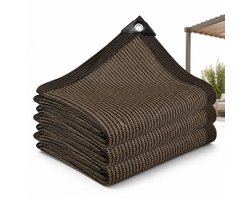 Schaduwdoek - Sterke Schaduw Net en Zonwerend Doek met Rand en Oogjes voor Balkon, Tuin en Terras - 2x2 m - Bruin