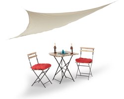 schaduwdoek tuin - driehoek - met touwen - 3,5 x 3,5 x 3,5 m - tuin en terras - beige