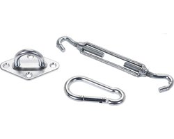 Schaduwdoek/zonnescherm driehoek creme wit 3.6 x 3.6 x 3.6 meter - inclusief bevestiging haken set