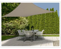 Schaduwdoek/zonnescherm vierkant zandkleurig 3 x 3 meter inclusief ophangaccessoires