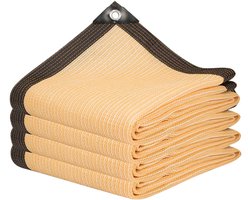 Schaduwnet - Terrasschaduwnet - Met metalen gaas en verdikte randen - Geschikt voor terrassen - 6x6 m- Robuust schaduwnet - 90% lichtblokkering - UV-bestendig - Geschikt voor terrassen, patio's, achtertuinen, kassen, hondenhokken, tuinhuisjes - Geel