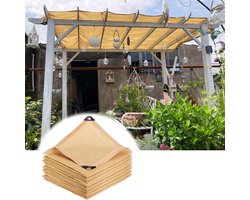 Schaduwnet - Tuin Schaduwnet - 2 m x 2 m -schaduwdoek met ogen - Anti-aging schaduwnet — Extra dik & UV-bestendig — Waterdoorlatend & regenbestendig — Polyethyleen met hoge dichtheid - Beige