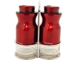 Schäfer 12288 - Peper en zout strooier - Peper en zout stel - In houder chroom - Kitchen tools - Metallic Red