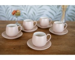 Schäfer koffieset 220ml – espresso mok - kop met schotel - 6 Kopjes met 6 schoteltjes – taupe