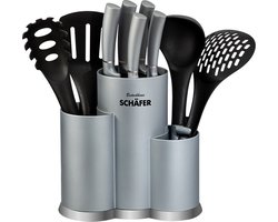 Schäfer Kookgerei met houder - 10-delig - Zilver