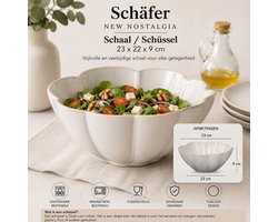 Schäfer New Nostalgia Schalen Set van 2 – 23x22x9 cm – Keramische Serveerschalen vintage stijl – Grote Kommen – Saladeschaal - beige
