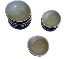 Schalen 4-delige set van Aardewerk - Dessertkom - Snackschaal - Mueslikommen - Handgemaakt (Mat Zwart/Linnen 220 ml) Schalen set