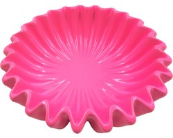 Schalen - Plissé Schaal - Keramiek- Neon Roze- 15x15x5cm
