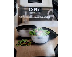 Schalenset rvs met deksel, saladeschaal, camping, bbq.
