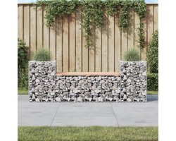Schanskorf Bank - Tuinbank Steenkorf - Buiten Zitten - Met Plantenbakken - 183x41x60.5 cm - Houtkleur