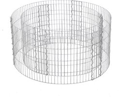 Schanskorven, Ronde Sierschanskorven, Stenen Schanskorven Van Metaal, Stenen Mand, 2,5 X 10 Cm Dicht Gaasrooster, Draadomheining Van Gegalvaniseerd Staal, Roestvrij, 90 X 40 Cm (Ø X H), Zilver