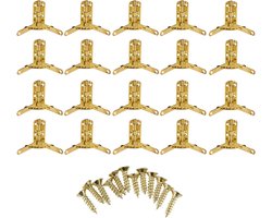 Scharnieren, messing, retro design, 90 graden hoeksteun, veerscharnieren, scharnieren, vintage, voor kleine sieraden, wijnkast, horlogedoos, houten deksel (goud)