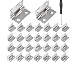 Scharnieren van Roestvrij Staa voor Kast, Deur, Meubels | Inklapbaar & Afneembare Scharnieren 25 mm × 24 mm, Met 120 Stuks Schroeven en Schroevendraaiers, Home Opvouwbare Scharnieren