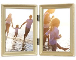 Scharnierend dubbel fotolijstje - Messing - Metaal - 1 stuk