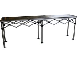 Scharniertafel - Werktafel - Keukentafel - Klaptafel - RVS werkblad - 280 x 58 cm - aluminium - inklapbaar