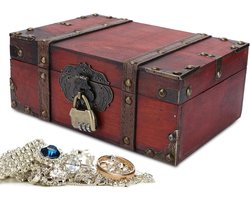 Schatkist Vintage Houten Kisten - Decoratieve Doos met Slot en Sleutel - Houten Aandenkendoos - Afsluitbare Schatopslag - Sieradenkist - Bureaudoos met Deksel - Houten Kroondoos - Cadeau voor Huisdecoratie - HTML Content (#2) .