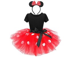 Schattig Minnie Kostuum voor Baby Meisjes met Haarband - Halloween en Verjaardagsfeesten, Rood Tutu Rok, Maat 92 (18-24 maanden)