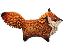 Schattig Vos Beeldje van Hars voor Ambachtelijke Decoratie en Mini Totem Standbeeld, Leuke Miniatuur Vos Sculptuur