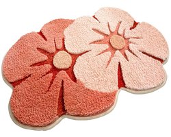 Schattige bloemenbadkamermat - Douchemat - Cartoon Design Badkamermat - Zacht pluche pluizig tapijt - Waterabsorberend - Antislip - Cartoon bloemvorm - Geschikt voor badkamer, , slaapkamer, woonkamer - Roze