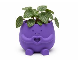 Schattige Bloempot met Hart – Paarse Plantenpot met Gezicht – Decoratieve Bloempot voor Vetplanten, Cactus & Kamerplanten – 8,3 cm - 3D print