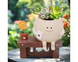 Schattige bloempot met smiley - decoratief - 1 stuk - hoogwaardig materiaal