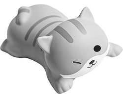 Schattige Dierenstijl Polssteun voor Toetsenbord - Stressverlichting en Comfortabel Typen met Kussen (Grijze Kat)