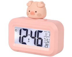 Schattige digitale wekker met datum, temperatuur en dag van de week, ideaal voor reizen en op bureau of badkamer