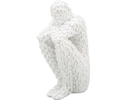 Schattige figuur voor binnen en buiten, decoratieve abstracte mozaïek sculptuur van witte hars, eco-vriendelijk, multifunctionele boeksteun en denker beeld voor slaapkamer en tuin.