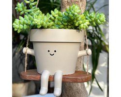 Schattige hangende bloempot met schommelgezicht en afwateringsgat - voor binnen en buiten - tuindecoratie